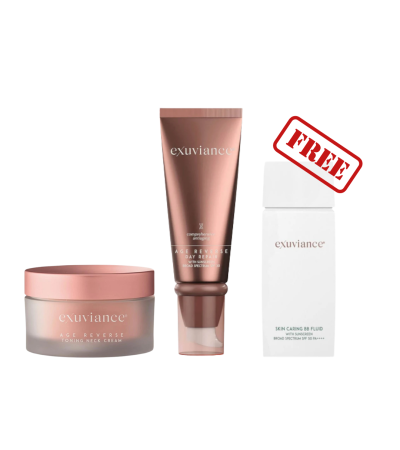 Exuviance Age Reverse Day Repair SPF 30 + Exuviance Age Reverse Neck Toning Cream + Free Exuviance BB Skin Caring Fluid SPF 50+ احصل على واقي شمس مجانا من إكزوفينس